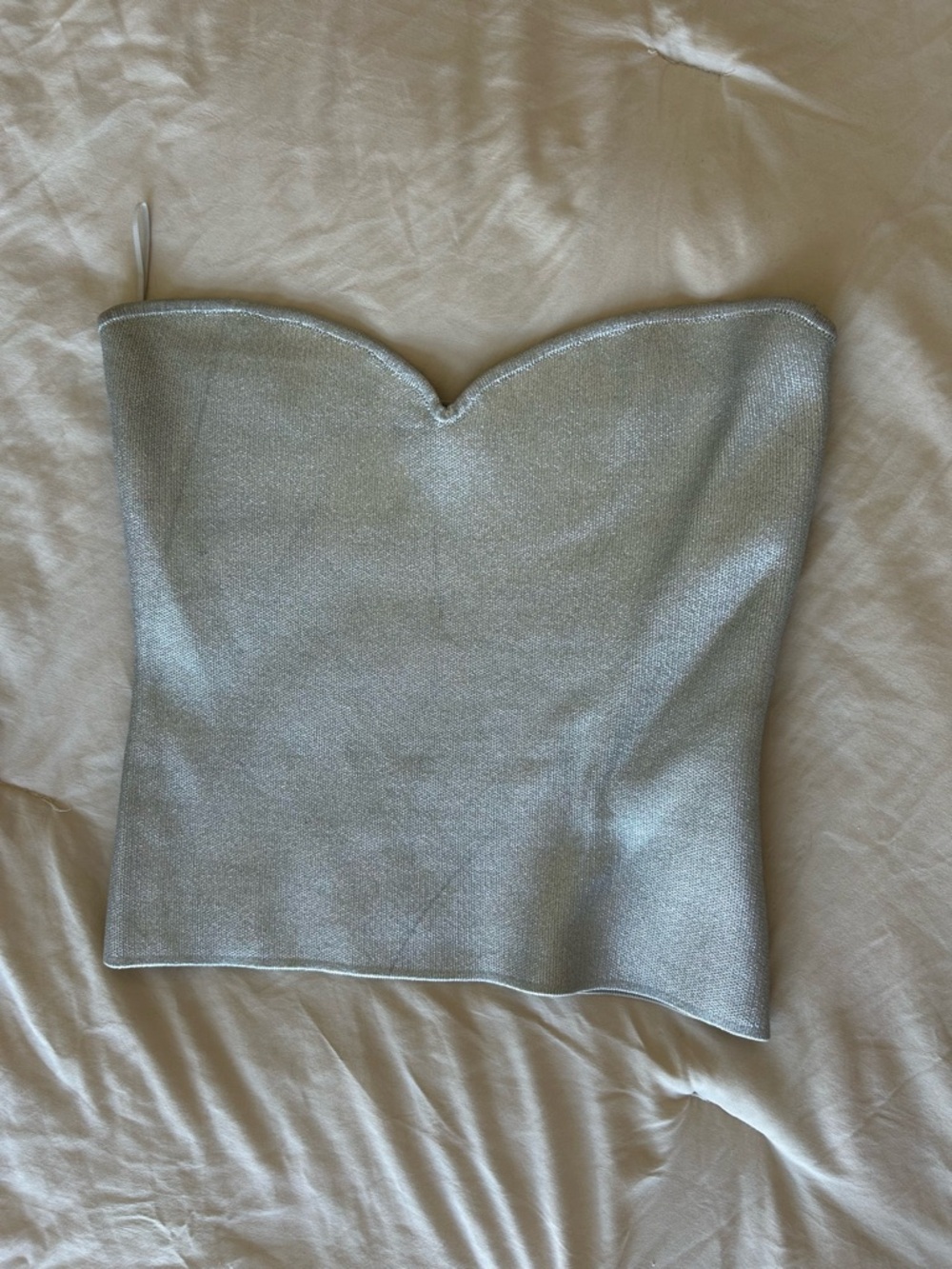 Zara Metallic Light Silver Cropped Hoodie